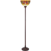Capulina Floor Lamp Tiffany Torchiere Uplight 70" Tall Industrial Dark Bronze Pole Victorian Antique Style Stained Glass Standing Torch Light Decor for Living Room Bedroom Office Study